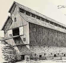 1974 The Big Barn Lyons Falls NY Print Farm Agriculture History 10.75 x 9.25&quot; - $28.49