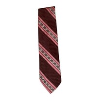 Vintage Sears Mens Tie Maroon Red Pink Textured Diagonal Striped Retro N... - $16.99