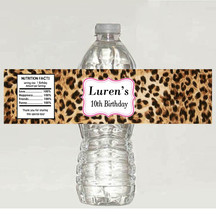   cheetah / leopard Birthday water bottle label -  Digital File - £3.15 GBP