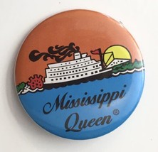 Mississippi Queen Steamboat Paddleboat Button Pin 1.75&quot; 1991 Vintage Pinback - £9.36 GBP