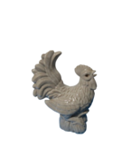 Large Distressed White Gray Ceramic Rooster Chicken Statue W/Glass Eyes ... - £19.44 GBP
