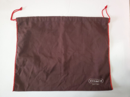 COACH Dust Bag Protective Bag Cover Brown Storage Red Edge Drawstring 15”x 19” - £11.79 GBP