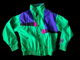 See-Doo Jacket Large 80s Fluorescent Green Purple Longsleeve Watersports - $120.00