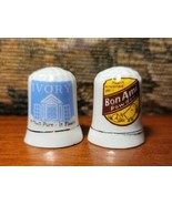 Vintage Gold Ringed Ivory Soap &amp; Bon Ami Powder Porcelain Sewing Thimbles  - £7.90 GBP