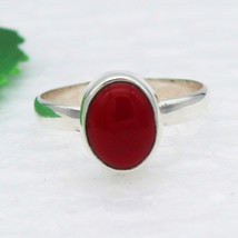 925 Sterling Silver CORAL Ring Handmade ring Birthstone Jewelry All Size - £22.80 GBP