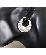 Shell Textured Hoop Earrings 925 Sterling Silver, Handmade Women Earring... - $75.37 CAD+