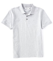 Calvin Klein Men&#39;s Reg-Fit Smooth Cotton Monogram Logo Polo Shirt Grey Htr-XL - $28.49