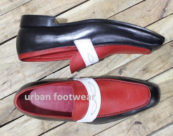 New Mens Handmade Shoes Two Tone Leather Formal Slip On Moccasins Loafer Boots