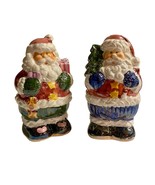 Christmas Lusterware Santa Claus Glossy Ceramic Salt &amp; Pepper Shakers Vt... - $218.29 MXN