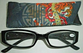 AXIOM INTL Reading Glasses Black w Tiger &amp; Rose &quot;TRUTH&quot; Readers Case +1.... - £6.25 GBP