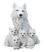 Winter Snow White Alpha Wolf Father With 4 Adorable Pup Cubs Figurine - $545.74 MXN