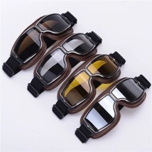 Windproof Retro Motorcycle Glasses Folding Leather Sunglasses Helmet Shades - £11.89 GBP
