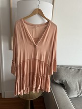 Elan Dust Pink Bell Sleeve Swing Boho Hippie Summer Oversized Mini Dress... - $22.80