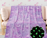 Unicorn Gifts Purple Glow in the Dark Blanket for Kids Unicorns Toys for... - $32.52