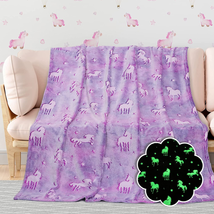 Unicorn Gifts Purple Glow in the Dark Blanket for Kids Unicorns Toys for Girls C - £34.19 GBP
