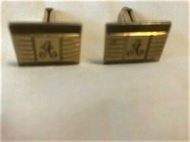 Vintage Hadley Gold-Filled Cufflinks with Initial &quot;A&quot; - £31.90 GBP