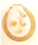 Stelios Woven Herringbone Gold Plated Copper Necklace or Earrings NEW - £47.95 GBP+