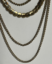 Jewelry Necklace Gold Tone layered 5 Chain Adjustable Varies in Length Vintage - £6.89 GBP