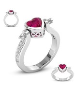 NEW Cupid Arrow Ring~Heart Shaped Red Zircon~Sterling Silver~Size 8~Perf... - $40.60 CAD