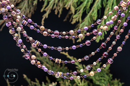 long boho necklace with Czech and India lampworked glass beads, shades of purple - £34.36 GBP