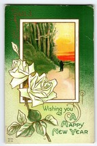 New Years Day Postcard Holiday Greetings Flowers Nash Series NY35 Vintag... - £6.97 GBP