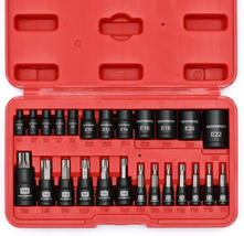 25 Piece Torx Bit and Socket Set, 13 Star Bits (T8- T60) &amp; 12 E-Torx Soc... - £22.39 GBP