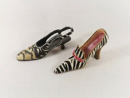Set of 2 Miniature Shoes Zebra Black/White Rhinestone Displayed Only/Clo... - $6.77