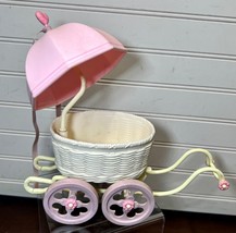 Vintage My Little Pony Baby White Buggy Stroller Carriage Umbrella Hasbr... - $20.25