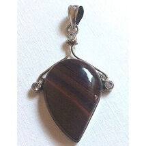 Large Agate &amp; CZ`s Sterling Silver Pendant SKY - €23,69 EUR
