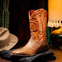 MISSOURI Genuine Snake Skin Cowboy Boot from the Western Collection Cognac image 6
