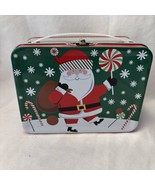 Christmas Holiday Mini Tin Lunch Box Santa And Bag Of Toys - $9.99