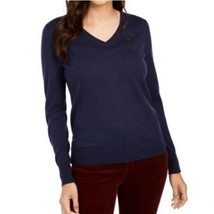 Charter Club Womens Small Navy Blue V Neck Knit Sweater NWT D38 - £21.92 GBP