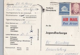 ZAYIX US Air Mail 18c postcard rate Youth Hostel reservation Germany 031... - £2.75 GBP