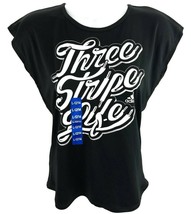 Adidas Muscle T-shirt Youth Large 12/14 Top Black Sleeveless Tee Three S... - $8.90