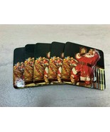 Vintage 1999 Coca-Cola Coke Santa Claus Christmas Set of 5 Square Coaste... - $14.62