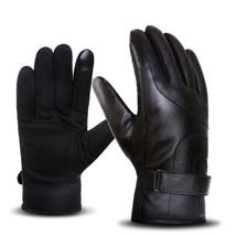 New Men&#39;s Wool Lining Black Leather Mittens Winter Warm Cycling Driving ... - £9.40 GBP