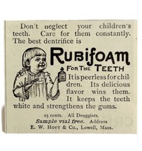 Rubifoam Toothpaste Hoyt And Co 1894 Advertisement Victorian Dental 2 ADBN1ww - £7.81 GBP
