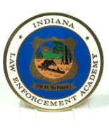 Indiana Law Enforcement Academy Metal Emblem Medallion Disc Sticker 3 1/8&quot; - £14.94 GBP