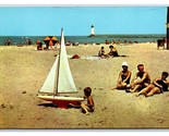 Bathing Beach and Lighthouse Sodus Point New York NY UNP Chrome Postcard... - $10.84