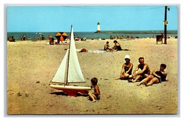 Bathing Beach and Lighthouse Sodus Point New York NY UNP Chrome Postcard W19 - £8.56 GBP
