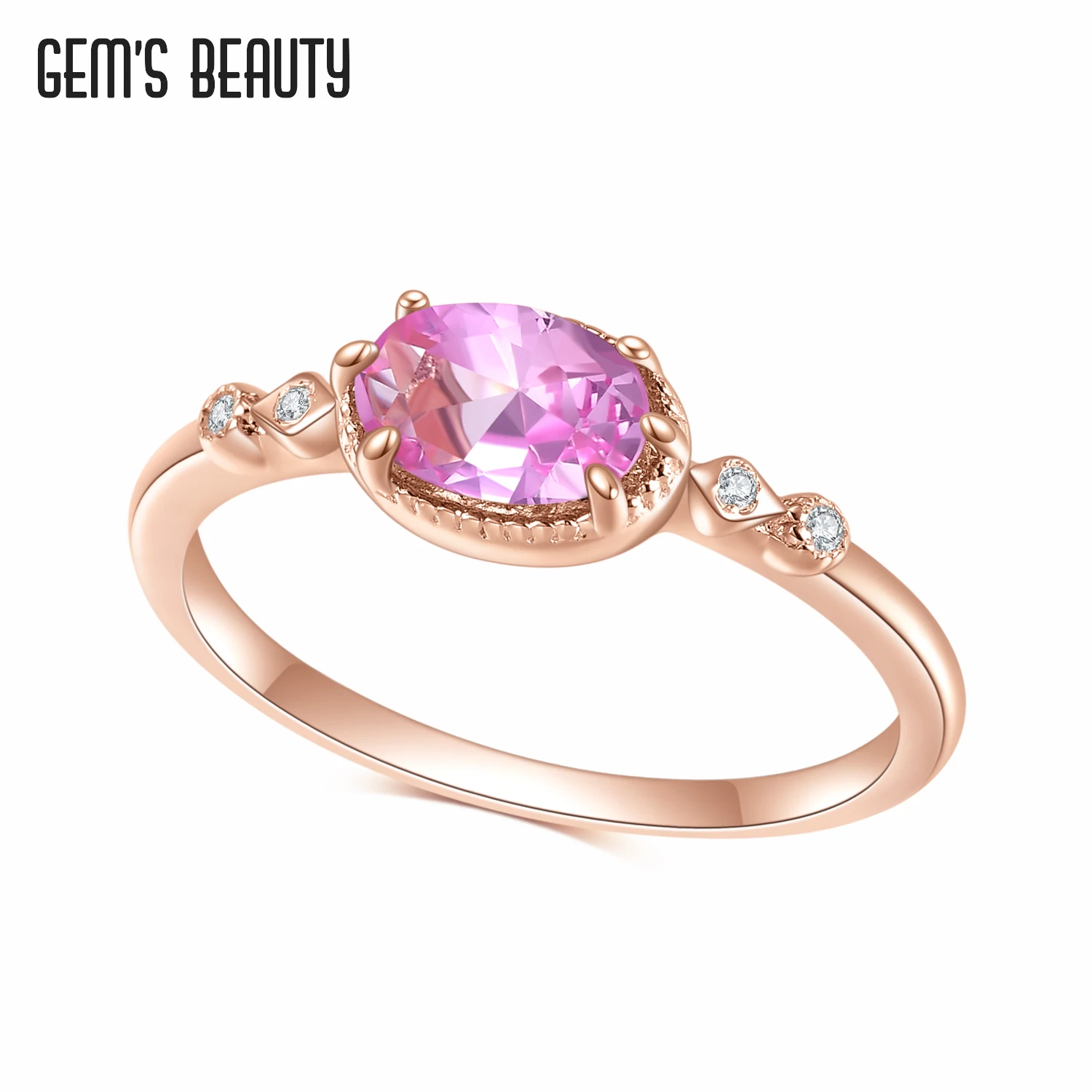 Y 14k rose gold lab pink sapphire rings 925 sterling silver engagement proposal wedding thumb200