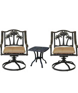 3 piece bistro patio set Palm Tree cast aluminum outdoor end table Bronz... - $1,535.97 CAD