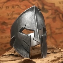 Gladiator Ring Dark Silver Stainless Steel Spartacus 300 Warrior Helmet Band - £19.65 GBP