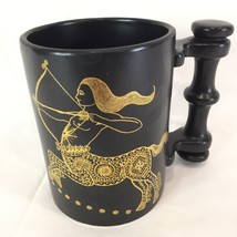 Portmeirion Pottery England John Cuffley Black Gold Zodiac Mug Cup Sagit... - $15.82