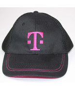 T Mobile Adjustable Mesh Black And Pink Baseball Work Hat Snap Back Embr... - $11.65