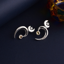 925 Sterling Silver Love Citrine Moon Star Earrings - £217.42 GBP
