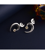 925 Sterling Silver Love Citrine Moon Star Earrings - £214.04 GBP