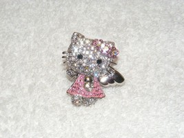 Hello Kitty Angel Winged Silver Rhinestone Ring Guc - £71.93 GBP