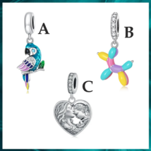 1PC 925 Sterling Silver Parrot/Poodle/Family Rainbow Charm Fit Pendant - $19.99+