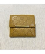 GUCCI GG Guccissima Leather Bifold Wallet With Coin Pocket Compact Beige... - $225.65 CAD